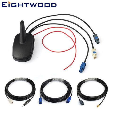 Eightwood GPS Antenna Car DAB FM Digital Radio Amplified Antenna with GPS Roof Mount Aerial and SMB Shark Fin Antenna DAB Kit ► Photo 1/6
