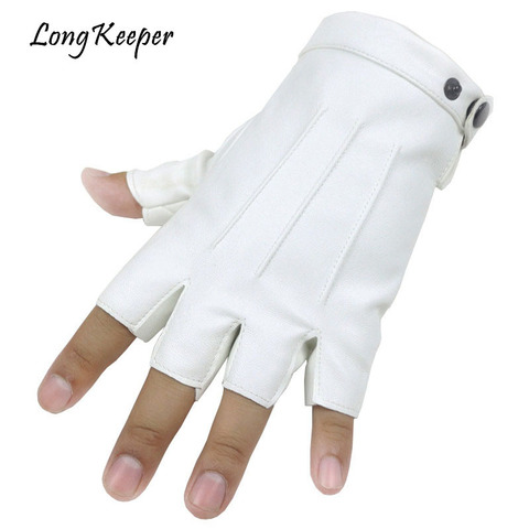 Long Keeper Men Fingerless Gloves Fitness Gloves Wrist Half Finger Glove For Dance Party Show Adult Fingerless Mittens Male Luva ► Photo 1/6