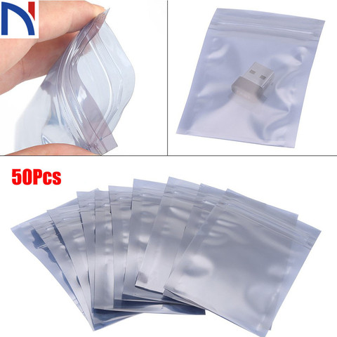 50Pcs Antistatic Aluminum Storage Bag 4 size Ziplock Bags Resealable Anti Static Pouch for Electronic Accessories Package Bags ► Photo 1/5