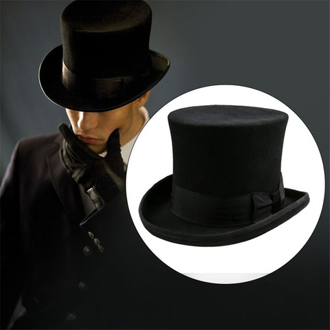 Takerlama Steampunk Mad Hatter Top Hat Victorian Vintage Traditional Wool Fedoras Cylinder Hat Magician Trick Bowler Hat Unisex ► Photo 1/6
