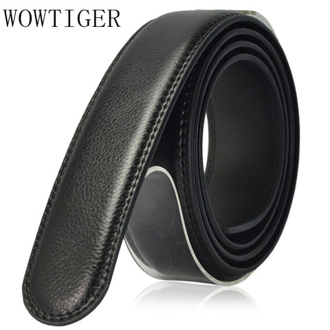 Men's Luxury Leather Belt Strap without Buckle Brown Black Automatic Ratchet Belt Straps for Men's 35mm 1 3/8