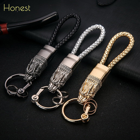 Honest High-Grade Custom Lettering KeyChain Dragon Car Key Chain Jewelry Genuine Leather Rope KeyChains Best Gift Bag Pendant ► Photo 1/6