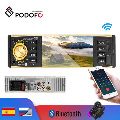 Podofo 4'' TFT Screen 1 Din Car Radio Audio Stereo MP3 Car Audio Player Bluetooth With Rearview Camera Remote Control USB FM ► Photo 1/6