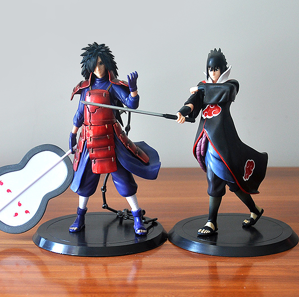 2pcs Anime Naruto Uchiha Madara Sasuke Action Figures Model Toys 18cm Xmas Gift 