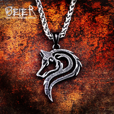 Beier 316L stainless steel dropshipping hot sell viking wolf men necklace celt wolf head pendant Fashion Jewelry LP302 ► Photo 1/6