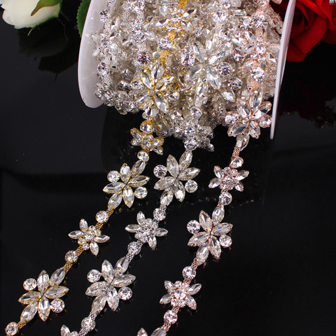 1 Yard Elegant Rhinestone Trimming Garment Sewing Accessories For Bridal Dress Rhinestone Chain With Classic Style for home dec ► Photo 1/6