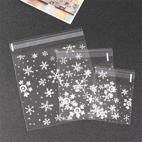 100PCS Transparent Snowflake Candy Bag Wedding Party Supplies Gift Bag Biscuits Snack Baking Frosted Self-Adhesive Plastic Bag ► Photo 1/6