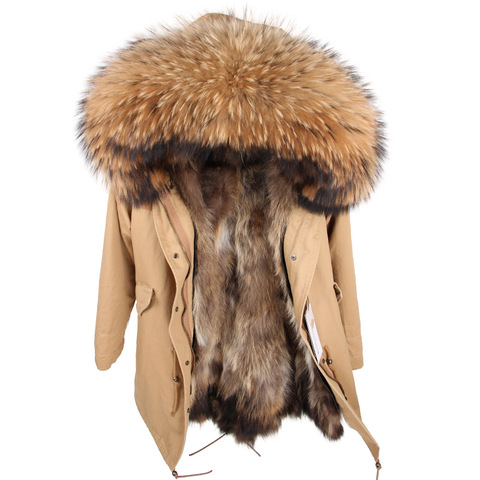 2022 Real Fur Parkas Women Jacket Real Fur Coat Natural Fur Winter Parka Long Raccoon Fur Collar Fox Fur Liner Jacket  ► Photo 1/6