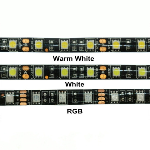 DC12V 5m 5050 LED Strip 60LED/m White Warm White RGB Black PCB 5050 SMD LED Strip Waterproof IP65/Waterproof IP20 ► Photo 1/6