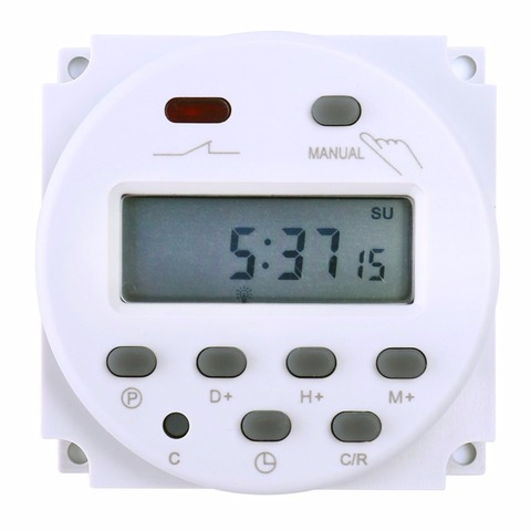 AC 220V Digital Round LCD Power Programmable Timer Time Relay 16A Switch Support 17-times Daily Weekly Program CN101 Switch ► Photo 1/5