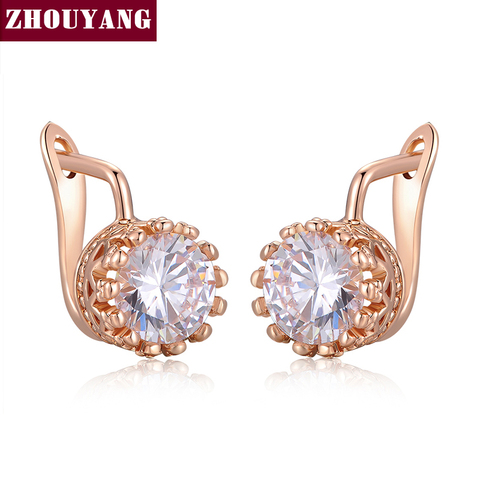 Top Quality Crown Earring Rose Gold Color Jewelry Made with Genuine Austrian Crystal Wholesale ZYE610 ZYE611 ► Photo 1/6