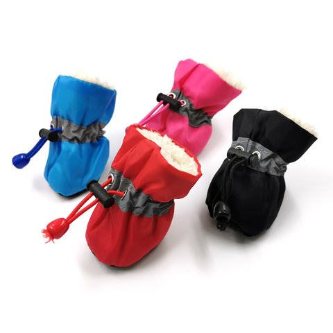 4pcs Shoes For Small Dogs Cats Warm Waterproof Puppy Pet Snow Boots Anti-slip Adjustable Reflective Pet Shoes Chihuahua Socks ► Photo 1/6