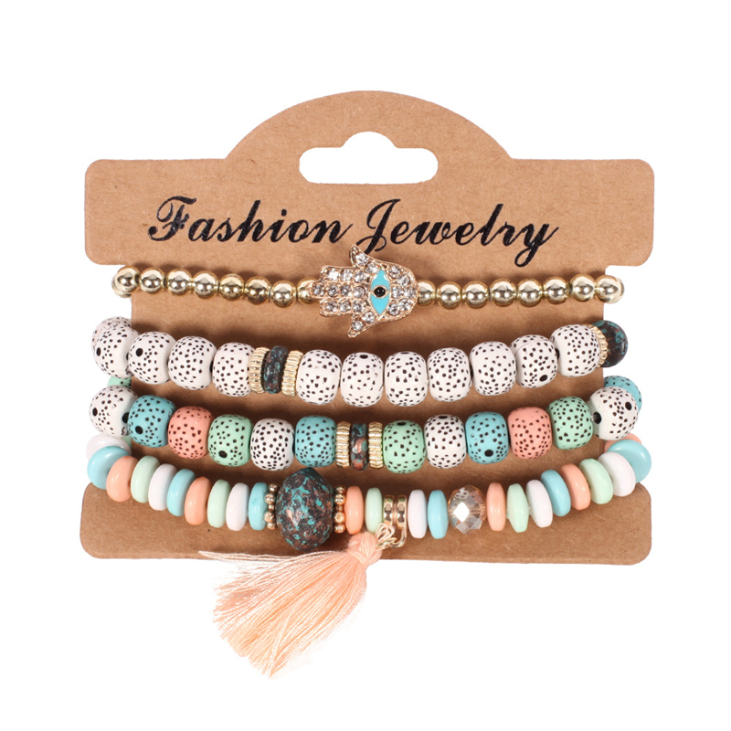 Bohemian Bracelet Sea Shell Natural Stone Woman Jewelry Full Beads Tassel Bangle 