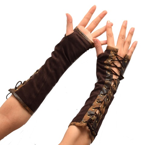 Steampunk Gloves Elbow Lace Up Fingerless  for Women Costume Party Arm Warmer Sexy Mittens Clubwear Cosplay Accessories ► Photo 1/6