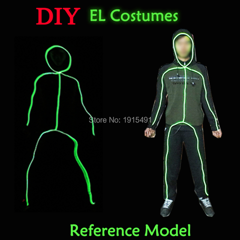10 Colors Choice Neon Led Strip Matchstick Handsome Person Diy Evening Performance Costume EL Wire Cold Light Illuminate Clothes ► Photo 1/6