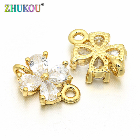 8*12mm Brass Cubic Zirconia Flower Connectors for DIY Jewelry Making Accessories Parts, Model: VS39 ► Photo 1/5
