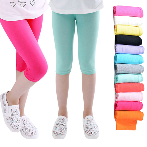 3-10years Girls Knee Length Kid Five Pants Candy Color Children Cropped Clothing Spring-Summer All-matches Bottoms Leggings ► Photo 1/6