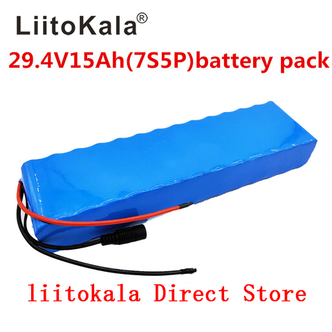 LiitoKala 7S5P 29.4v 15Ah electric bicycle motor ebike scooter 24v li ion battery pack 18650 lithium rechargeable batteries 15A ► Photo 1/2