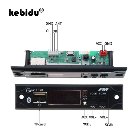 kebidu Car Audio USB TF FM Radio Module Wireless Bluetooth 5V 12V MP3 WMA Decoder Board MP3 Player with Remote Control For Car ► Photo 1/6