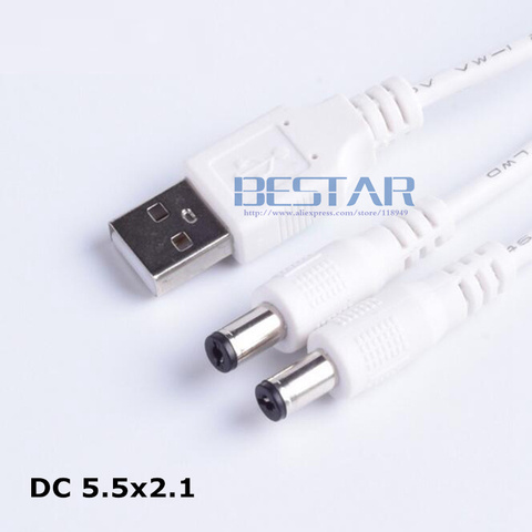 USB to 5.5 mm/2.1 mm 1 in 2 out DC splitter Cable 5 Volt 2A DC Barrel Jack Power Y Cable USB 5.5x2.1mm 1 To 2 1.5m ► Photo 1/5