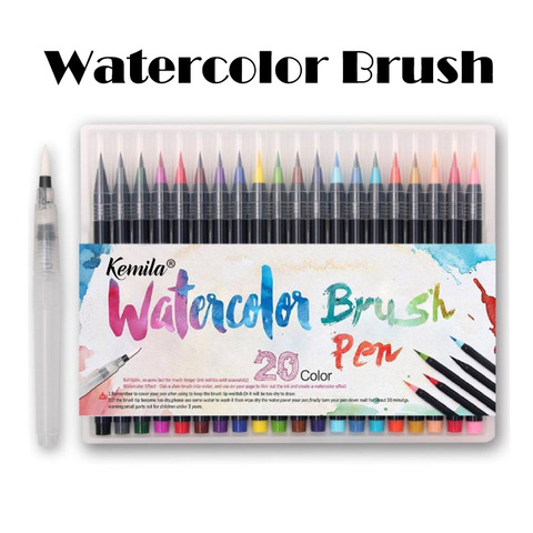 kemila 20 Colors Watercolor Brush Pen Soft Fine Tip Markers Pens Paintbrush for Sketch Drawing Manga Comic Handwriting ► Photo 1/1