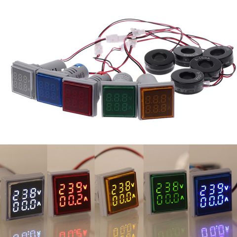 Hot Sale Square LED Digital Dual Display Voltmeter & Ammeter Voltage Gauge Current Meter AC 60-500V 0-100A ► Photo 1/6