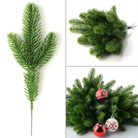 50pcs Artificial Pine Tree Branches Plastic Pine Leaves for Christmas Party Decoration Faux Foliage Fake Flower DIY Craft Wreath ► Photo 1/5
