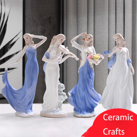 European Ceramic Beauty Figurine Home Furnishing Crafts Decoration Western Lady Girls Porcelain Handicraft Ornament Wedding Gift ► Photo 1/6