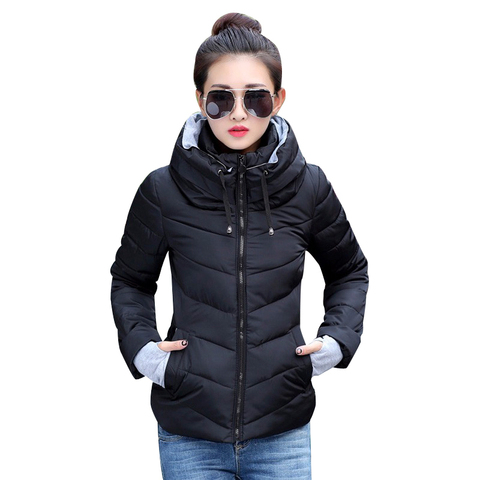 2022 Winter Jacket women Plus Size Womens Parkas Thicken Outerwear solid hooded Coats Short Female Slim Cotton padded basic tops ► Photo 1/6
