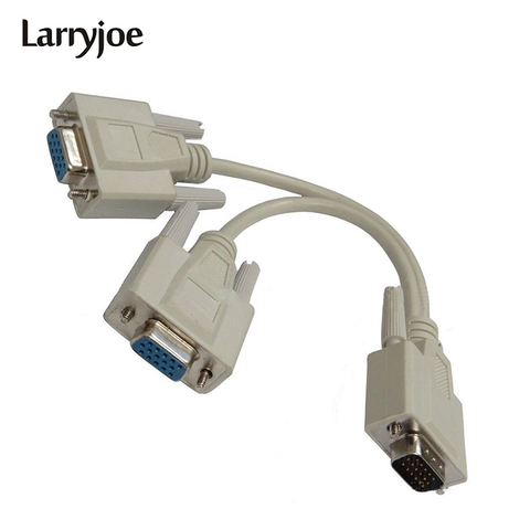Larryjoe 15 Pin VGA Male to 2 Female Y Splitter Cable SVGA Monitor Adapter Extension Converter Video Cable Lead for PC,TV ► Photo 1/1