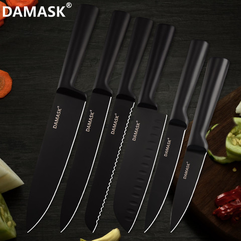 DAMASK Japan Kitchen Knives 3Cr13 Stainless Steel Kitchen Knife Set Black Coating Knife Sharp&Durable Best Chef Cooking Tools ► Photo 1/6