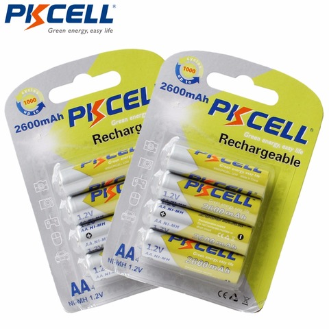 2Pack/8Pcs PKCELL Ni-MH AA Batteries 2600mAh 1.2V NiMh Rechargeable Battery For Camera ► Photo 1/5