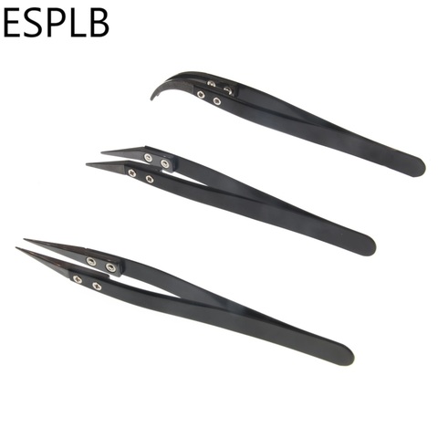 Precision Black Ceramic Tweezers Stainless Steel Curved Straight Tip Pointed Coil Heat Resistant Antistatic Ceramic Tweezers ► Photo 1/6