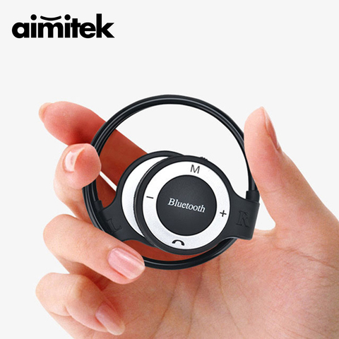 Aimitek Neckband Sports Wireless Bluetooth Headphone Stereo Earphones Music Player Headsets TF Card Slot Microphone VS Mini 503 ► Photo 1/6