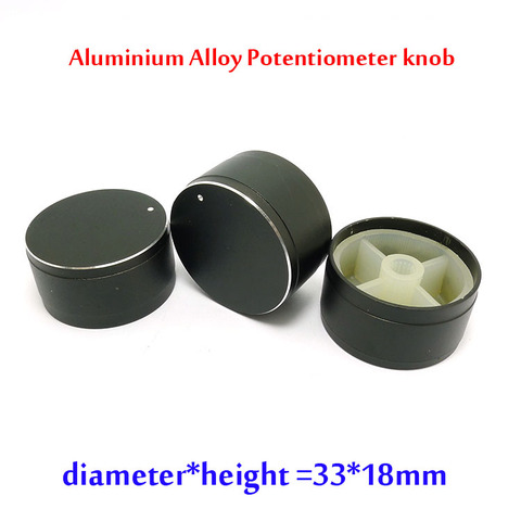 Hot Black  Aluminum Alloy Volume Control Amplifier Knob Wheel 33*18mm bass tone Knob potentionmeter Knobs cap ► Photo 1/1