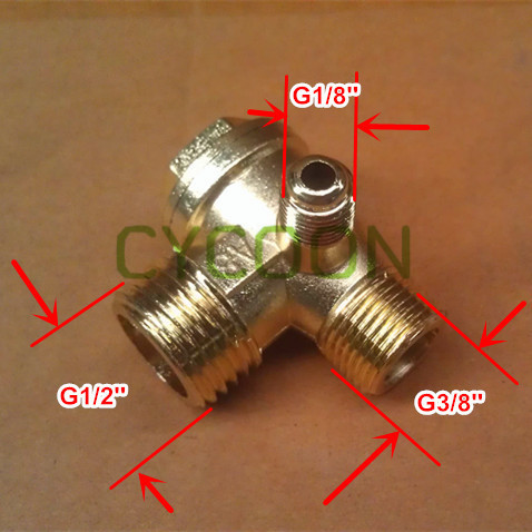 G1/2''-G3/8''-G1/8'', Zinc Alloy plating brass non-return check valve for 24L 50L air compressor, spare parts ► Photo 1/1