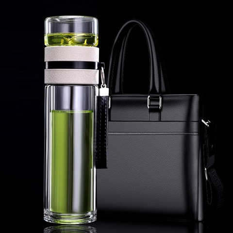 Double-layer Tea Bottle High Borosilicate Glass Water Bottle Men's Office Special High-grade Teapot with Tea Partition Glass Cup ► Photo 1/1