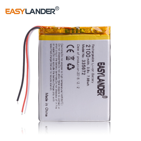 3 line 3.8v lithium ion rechargeable battery 335672 2100mah for china clone fake s7-edge G930 android phone DVR E-Book 355572 ► Photo 1/1