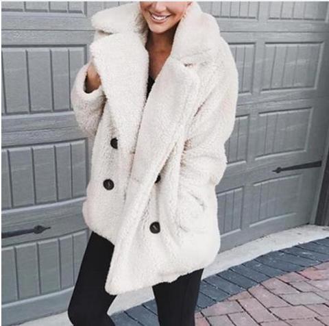 2022 Winter Faux Fur Teddy Bear Coat Jacket Women Fashion Open Stitch Hooded Coat Female Long Sleeve Fuzzy Jacket Coat ► Photo 1/1