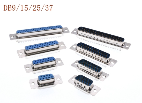 5Pcs DB9 DB15 DB25 DB37 Hole/Pin Female/Male Blue Welded Connector RS232 serial port socket DB D-SUB adapter 9/15/25/37 pin ► Photo 1/6