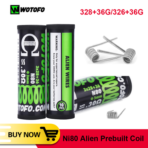 Coil Father 10pcs/tube Wotofo Ni80 Alien Prebuilt Coil DIY Heating Alien Clapton Wire For Electronic Cigarette accessories Rda ► Photo 1/1