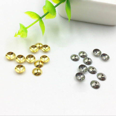 REGELIN 100pcs/lot Gold/silver color Stainless Steel End Caps Crimp Bead  For Bead Pearl DIY  Making Jewelry Accessories ► Photo 1/3