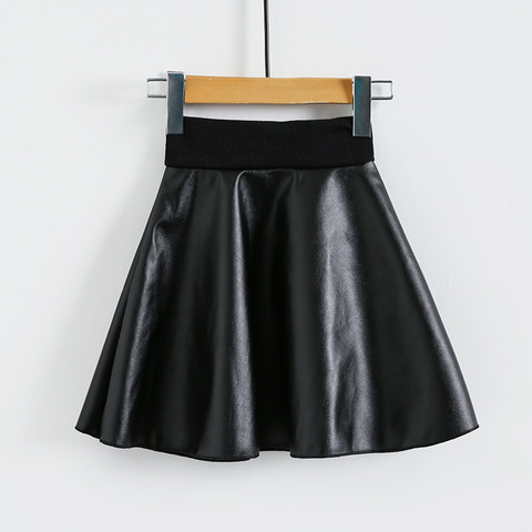Girls Skirts New Fashion PU Leather 2-7 Year jupe Elastic Waist Girl Tutu Skirt Autumn Black Kids Short Skirt Children Clothes ► Photo 1/6