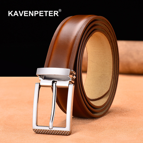 Genuine Leather For Men High Quality Silver Buckle Jeans Belt Cowskin Casual Belts Business Belt Cowboy Waistband ► Photo 1/6