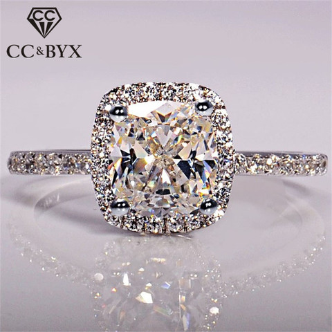 CC Rings For Women Bridal Wedding Anelli Trendy Jewelry Engagement Ring White Gold Color Anillos CC595 ► Photo 1/6