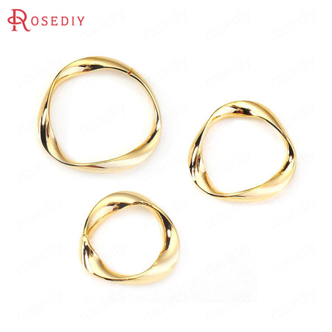 (34666)4PCS 16MM 20MM 25MM 24K Gold Color Brass Twist Circle Connect Charms Pendants High Quality Jewelry Findings Accessories ► Photo 1/5