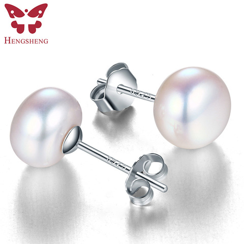 100% genuine freshwater white pearl earrings fashion jewelry silver stud earrings for women super deal with gift box 2022 new ► Photo 1/6