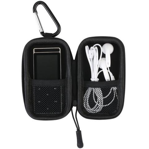 protective mp3 player case mp3 storage box/case earphones headphone holder with metal carabiner clip zippered hard carrying case ► Photo 1/6