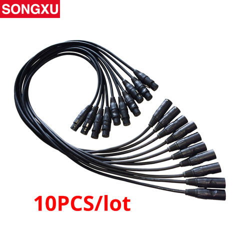 10pc DMX CABLE 3.5ft XLR 1 Meter 3pin Signal Connection Shielded XLR Male to Female for Moving head Fogger par can/SX-AC008 ► Photo 1/6