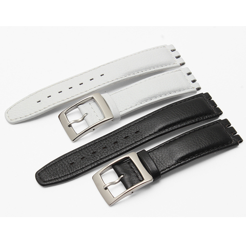 High Quality 17mm Waterproof Genuine Leather Watch Strap Band For Swatch Croco Pattern Black Brown White ► Photo 1/5